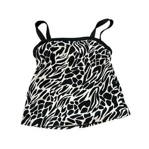 Miraclesuit Women's Black White Animal Print Swimsuit Bikini Tankini Top Size 8